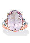 10.93 Cttw. Oval Pink Amethyst and White Topaz 14k Rose Gold over Silver Ring