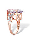 10.93 Cttw. Oval Pink Amethyst and White Topaz 14k Rose Gold over Silver Ring