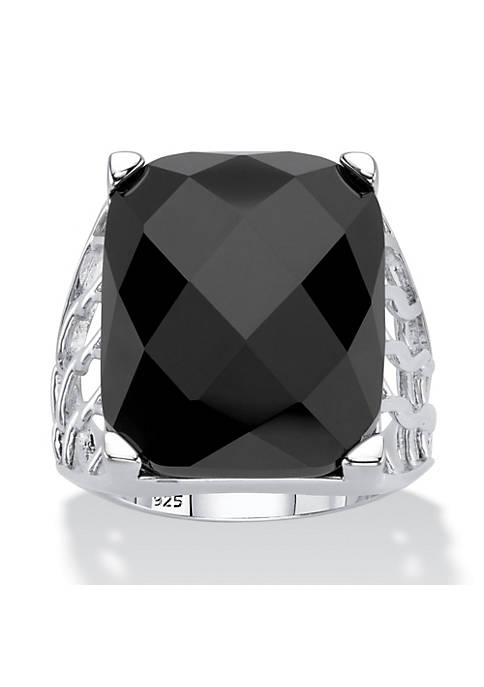 Palm Beach Jewelry Checkerboard-Cut Genuine Black Onyx Sterling