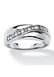Mens 1/10 TCW Round Diamond Wedding Band in Platinum over .925 Sterling Silver