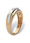 Mens Diamond Accent Two-Tone Band in 18k Yellow Gold over .925 Sterling Silver