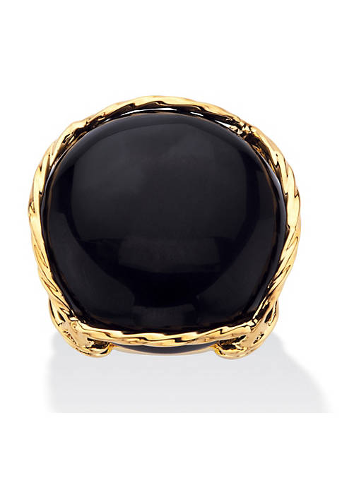 Palm Beach Jewelry Cabochon-Shaped Genuine Black Onyx Yellow