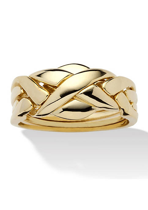 Palm Beach Jewelry Yellow Gold-Plated Braided Puzzle Ring