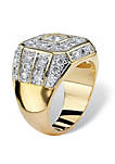 Mens 2.33 TCW Square-Cut Cubic Zirconia Octagon Grid Ring Gold-Plated