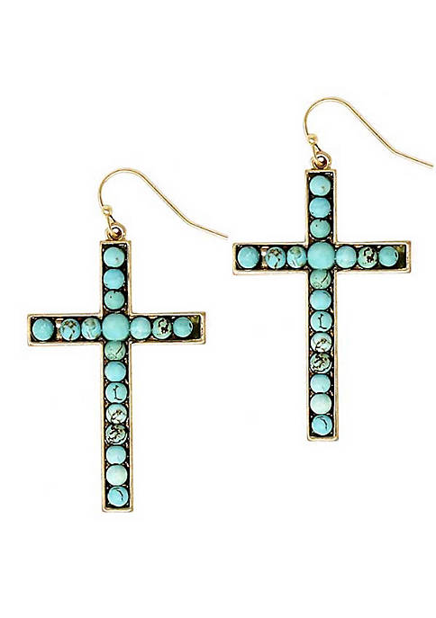 A Blonde and Her Bag Turquoise Cross Earring