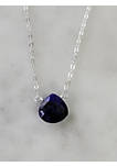 Stephanie Delicate Drop Necklace in Sapphire - Brass Chain