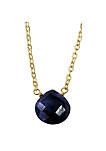 Stephanie Delicate Drop Necklace in Sapphire - Brass Chain