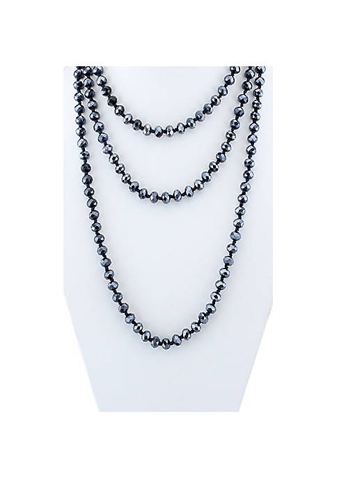 Deep Navy Blue Crystal Beaded Necklace