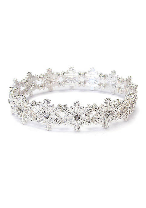 Silver Snowflake Holiday Stretch Bracelet