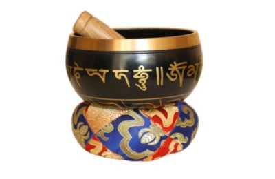 Cottage Handicraft The Black Coloured Tibetan Singing Bowl Set | Handcrafted Sound Bowl For Meditation - Medium -  300742688727