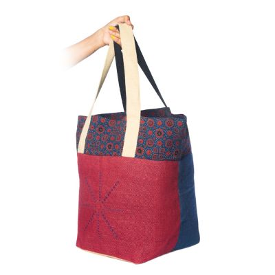 Ohrna Biponi Market Tote Reversible Handmade Hand-Embroidered Eco-Friendly Large Durable