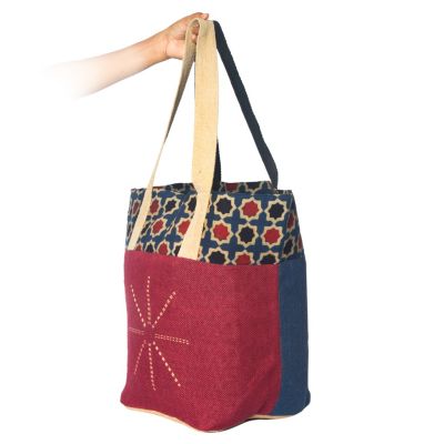 Ohrna Biponi Market Tote Reversible Handmade Hand-Embroidered Eco-Friendly Large Durable, 1 Liter -  689732662276