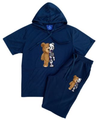 Royal Threads Men's 2 Piece Short Set Teddy Bear Design Summer Outfit