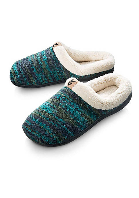 Roxoni Womens Knitted Fleece Lined Clog Slippers Warm