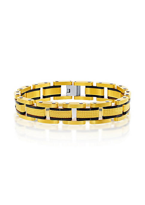 Blackjack Stainless Steel Gold and Black Textured Link