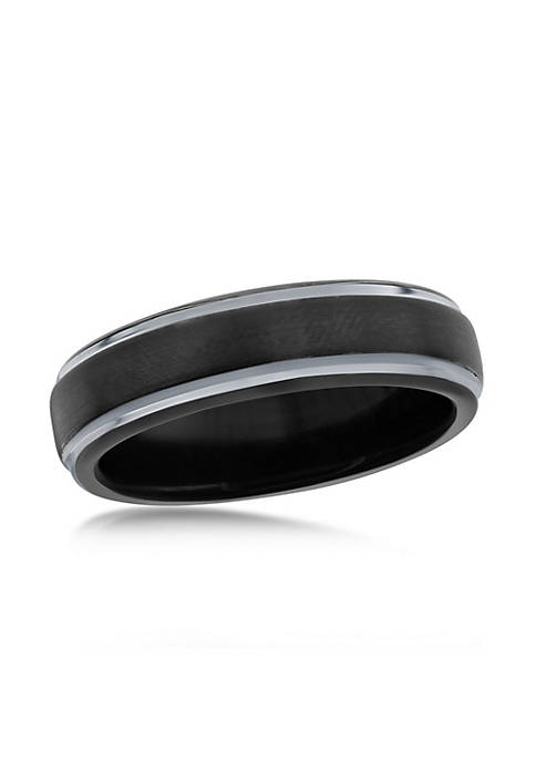 Blackjack Black & Silver 6mm Tungsten Ring