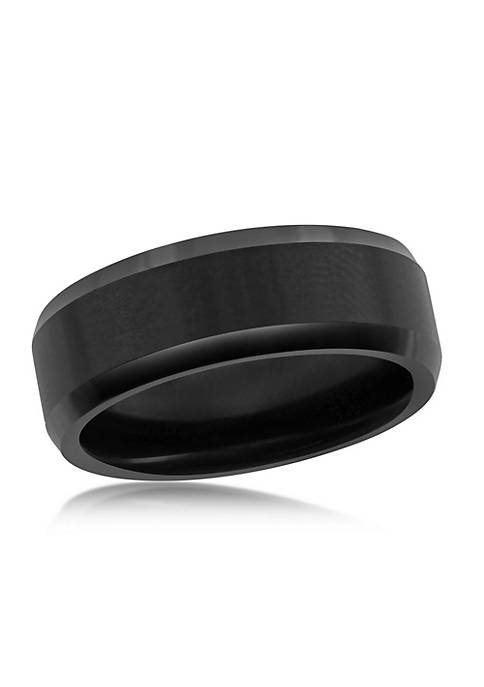 Blackjack Brushed and Polished Black 8mm Tungsten Ring