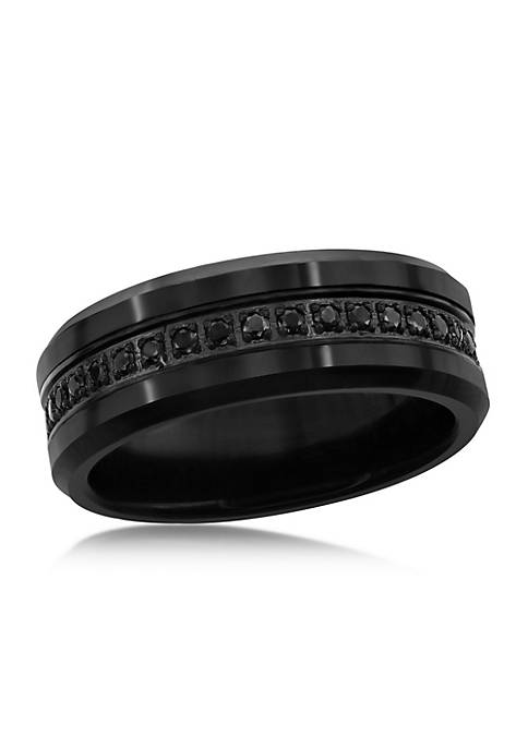 Blackjack Black CZ Eternity Tungsten Ring