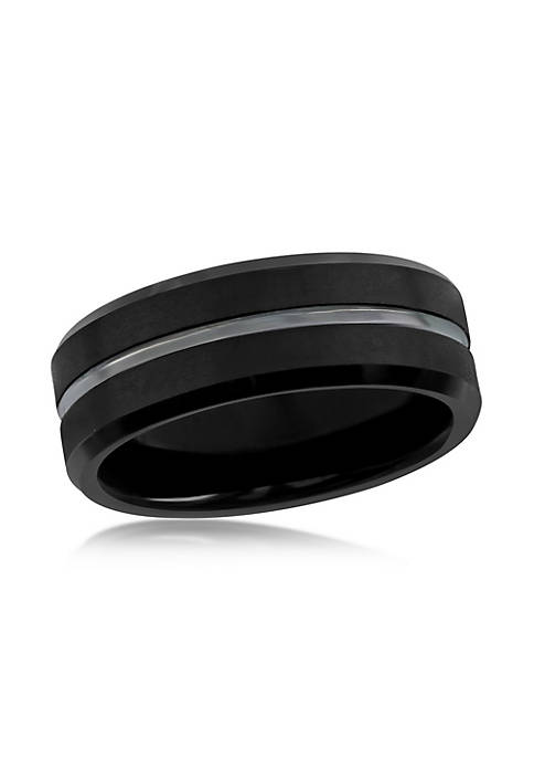 Blackjack Matte & Polished Black Tungsten Ring