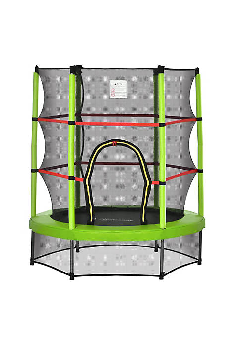 Φ5FT Kids Trampoline with Enclosure Net Steel Frame Indoor Outdoor Round Bouncer Rebounder Age 3 to 6 Years Old Green