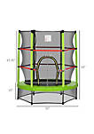 Φ5FT Kids Trampoline with Enclosure Net Steel Frame Indoor Outdoor Round Bouncer Rebounder Age 3 to 6 Years Old Green
