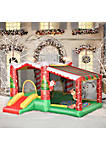 3 in 1 Kids Christmas Inflatable Bounce House Jumping Castle with Christmas Tree Pattern Includes Trampoline Pool Slide Carry Bag Repair Patches and Air Blower