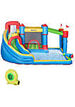 5 in 1 Kids Inflatable Bounce Castle Theme Jumping Castle Includes Slide Trampoline Pool Water Gun Climbing Wall with Inflator Carry Bag Repair Patches