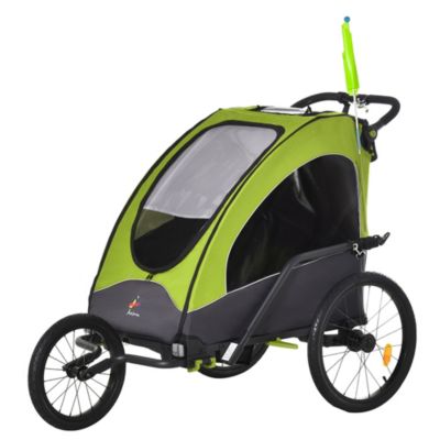 Aosom Child Bike Trailer 3 In1 Foldable Jogger Stroller Baby Stroller Transport Carrier With Shock Absorber System Rubber Tires Adjustable Handlebar -  842525188654