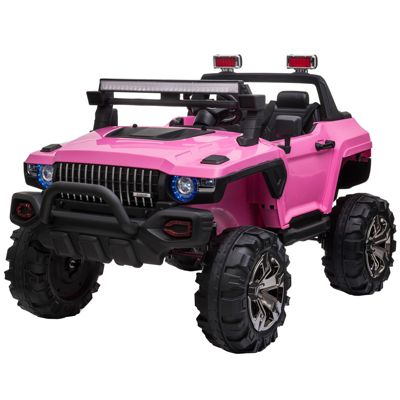 Aosom Kids Ride On Car 12V Rc 2 Seater Police Truck Electric Car For Kids With Full Led Lights Mp3 Parental Remote Control (Pink), Pink -  842525141970