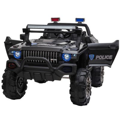 Aosom Kids Ride On Car 12V Rc 2 Seater Police Truck Electric Car For Kids With Full Led Lights Mp3 Parental Remote Control (Black), Black -  842525141963