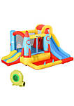 4 in 1 Kids Inflatable Bounce House Jumping Castle with 2 Slides Climbing Wall Trampoline and Water Pool Area
