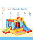 4 in 1 Kids Inflatable Bounce House Jumping Castle with 2 Slides Climbing Wall Trampoline and Water Pool Area