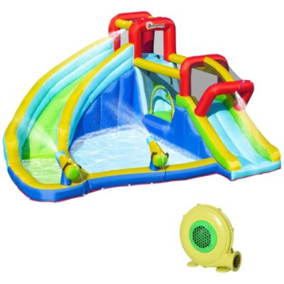 Outsunny 5 In 1 Kids Inflatable Bounce House Jumping Castle Includes Trampoline Slide Water Pool Water Gun Climbing Wall With Carry Bag And Repair -  196393251171