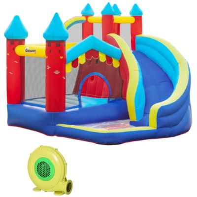 Outsunny 4 In 1 Kids Bounce Castle Large Inflatable House Trampoline Slide Water Pool Climbing Wall With Carrybag Repair Patches And Air Blower -  196393251164