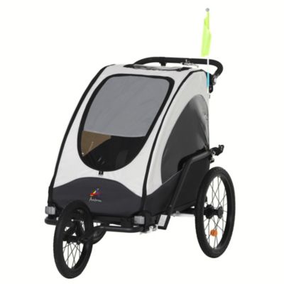 Aosom Child Bike Trailer 3 In1 Foldable Jogger Stroller Baby Stroller Transport Carrier With Shock Absorber System Rubber Tires Adjustable Handlebar -  842525188685