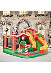 Christmas 4 in 1 Kids Inflatable Bounce House Jumping Castle Trampoline Pool Slide Climbing Wall with Christmas Tree Pattern Storage Bag and Air Blower