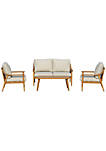 4 Piece Patio Furniture Set Aluminium Garden Conversation Sofa Set with Coffee Table and Soft Cushions Khaki