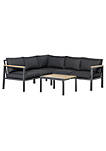 5 Seater Patio Furniture Set Aluminium Outdoor Conversation Sofa Set with Coffee Table and Cushions Dark Grey