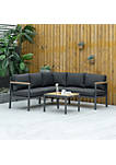 5 Seater Patio Furniture Set Aluminium Outdoor Conversation Sofa Set with Coffee Table and Cushions Dark Grey