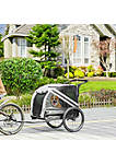 Dog Bike Trailer 2 in 1 Pet Stroller Cart Bicycle Wagon Cargo Carrier Attachment for Travel with 4 Wheels Reflectors Flag Grey