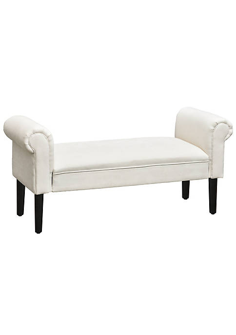 HOMCOM 52&quot; Linen Upholstered Accent Ottoman Bench With