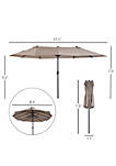 15ft Patio Umbrella Double Sided Outdoor Market Extra Large Umbrella with Crank Handle for Deck Lawn Backyard and Pool Tan