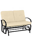 Patio Glider Bench with Padded Cushions and Armrests Outdoor 2 Person Swing Rocking Chair Loveseat with Sturdy Frame Beige