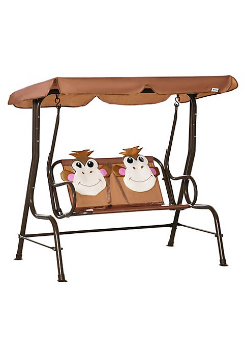 Outsunny 2 Seat Kids Canopy Swing Children Outdoor