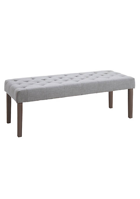 Simple Tufted Upholstered Ottoman Accent Bench with Soft Comfortable Cushion and Fashionable Modern Design Grey