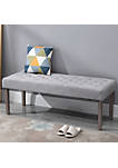 Simple Tufted Upholstered Ottoman Accent Bench with Soft Comfortable Cushion and Fashionable Modern Design Grey