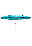 15ft Patio Umbrella Double Sided Outdoor Market Extra Large Umbrella with Crank Handle for Deck Lawn Backyard and Pool Blue