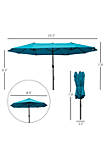 15ft Patio Umbrella Double Sided Outdoor Market Extra Large Umbrella with Crank Handle for Deck Lawn Backyard and Pool Blue