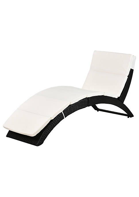 Outsunny Outdoor Wicker Chaise Lounge Chair PE Rattan