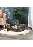 Rattan Pet Bed Raised Wicker Dog House Small Animal Sofa Indoor and Outdoor with Soft Washable Cushion Grey